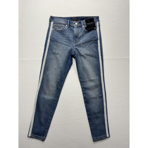 Banana Republic Denim - Banana Republic Jeans Womens 28 Blue Wash Mid Rise Skinny Crop Stripe 28x27.5